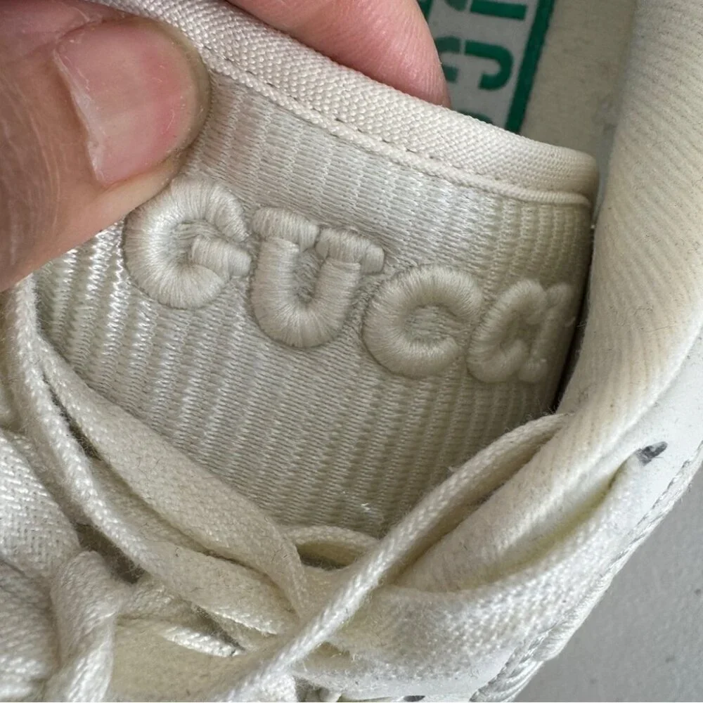 Gucci Ivory MAC 80 Leather Sneakers Size 7 Unisex Embroidered GG Logo Luxury